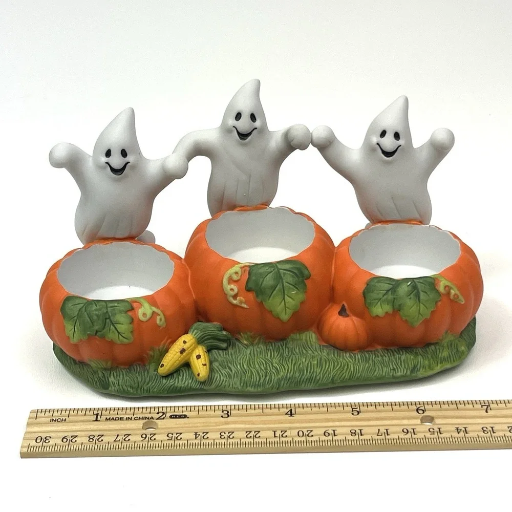 PartyLite‎ Ghost Trio Tealight Holder P7262 Retired Halloween Fall Decor